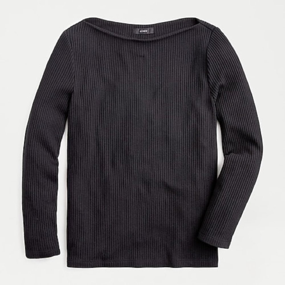 NWT JCREW Ribbed Bateau Neck Long Sleeve Shirt XXS
